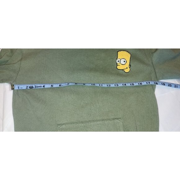 Youth Hooded Sweatshirt BART SIMPSON Old Navy Olive Green LARGE 10/12 - Picture 7 of 9